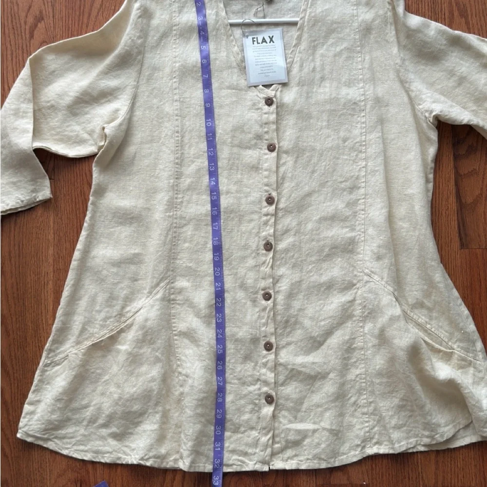 FLAX Linen Button-Up Top Size Medium NWT - Picture 5 of 6